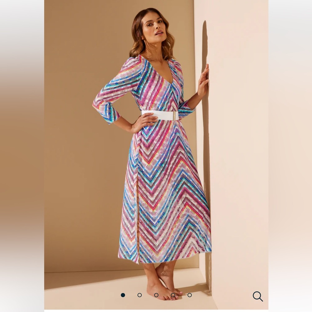 NWT STYLEST SYSTEM AQUALACE PUFF SLEEVE CAFTAN